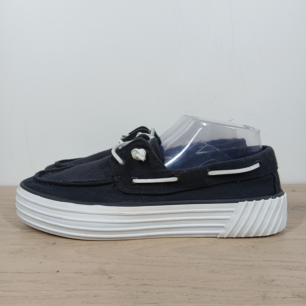 Sperry Seacycled Boat Shoes Womens 11M Navy Blue Textile Platform Deck Shoes
